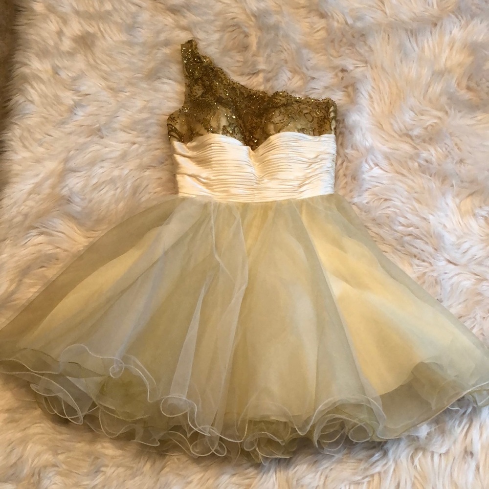 Sherri Hill Cream and Gold dress!